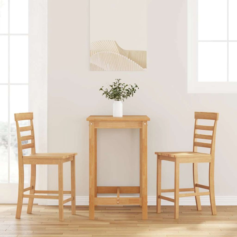 Taburetes de bar 2 uds madera maciza natural