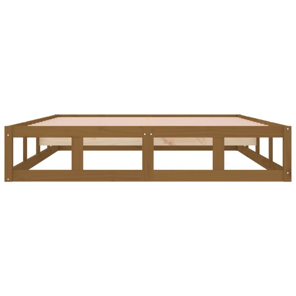 Estructura de cama de madera maciza marrón miel 150x200