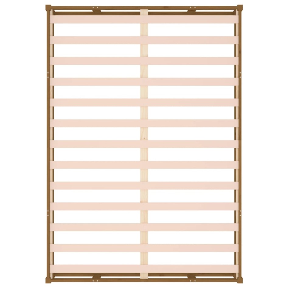 Estructura de cama de madera maciza marrón miel 150x200
