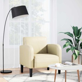 Sillón con reposabrazos color crema 54 cm cuero