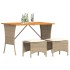 Set comedor de jardín 3 pzas con cojines ratán sintético