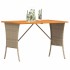 Mesa de jardín superficie de madera ratán PE negro 105x75x72