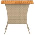 Mesa de jardín superficie de madera ratán PE negro 105x75x72