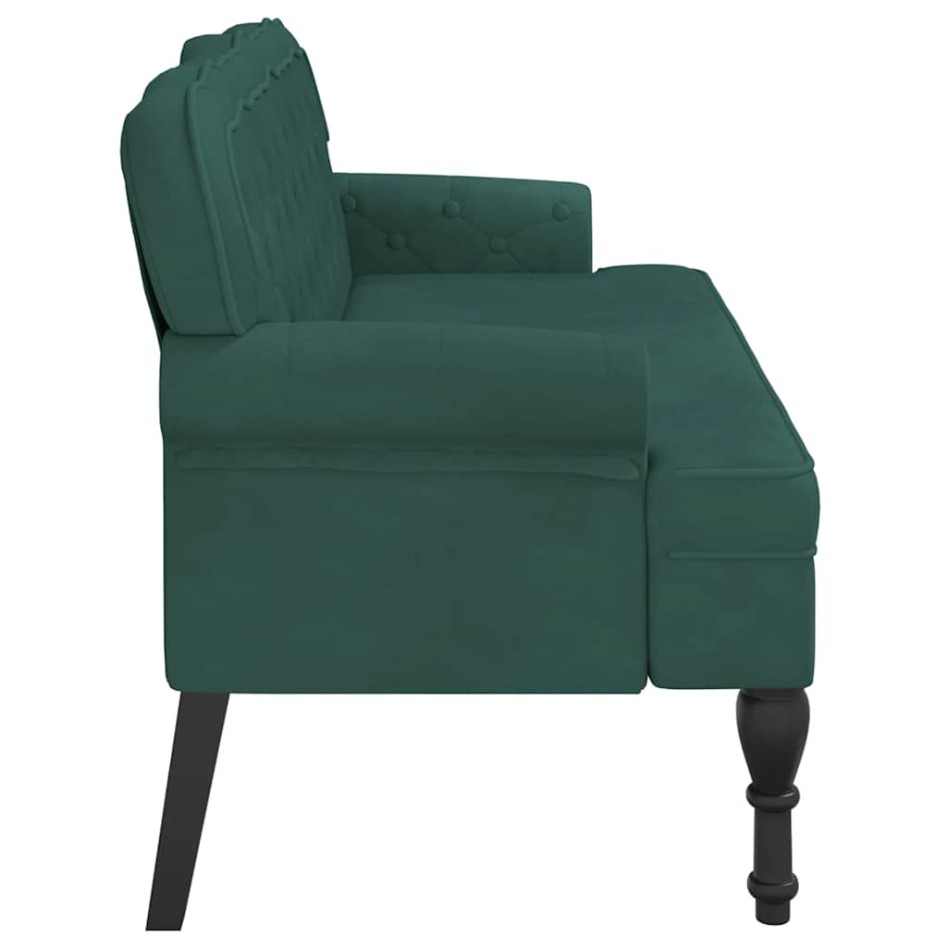 Banco con respaldo terciopelo verde oscuro 119,5x64,5x75