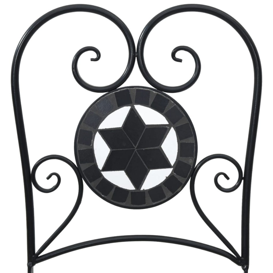 Sillas de bistró plegables 2 uds cerámica negro y