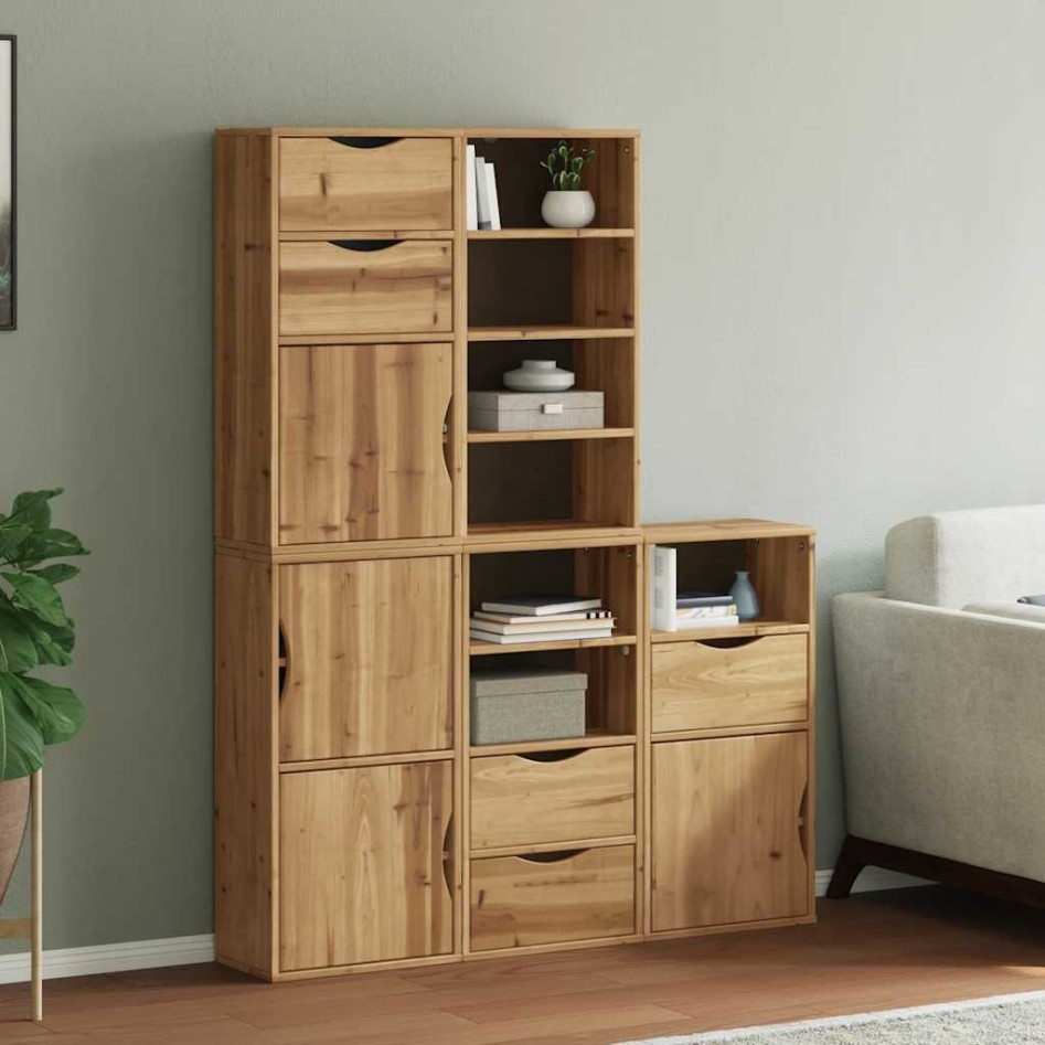 Armarios auxiliares 5 uds ODDA 40x24x79 cm Madera maciza