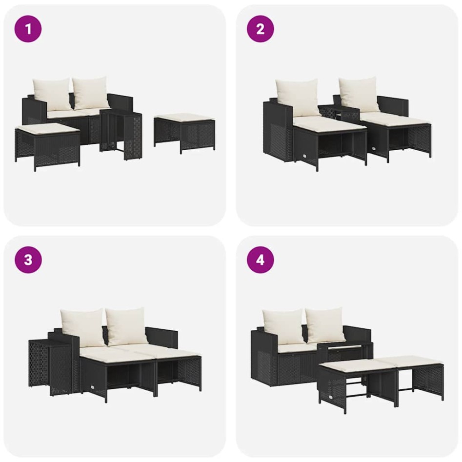 Set de muebles de jardín 5 pzas y cojines apilables