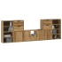 Muebles de TV 5 uds. con almacenaje ODDA madera maciza