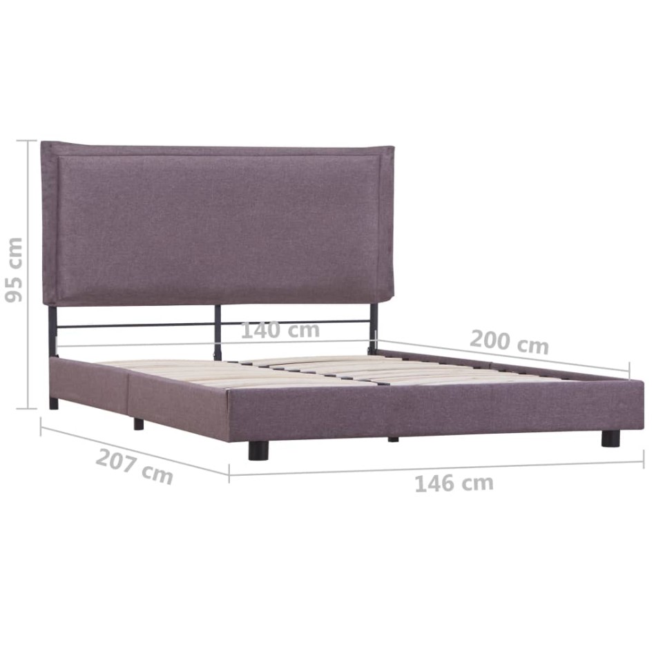 Estructura de cama sin colchón tela taupe 135x190