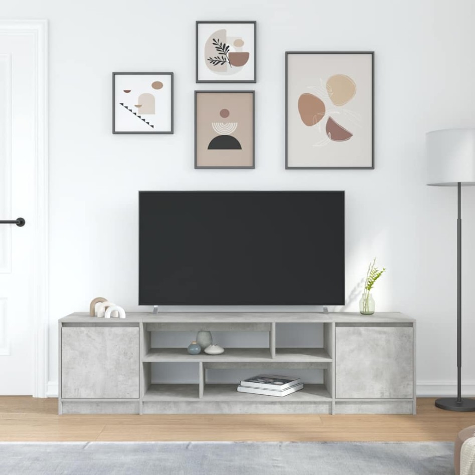 Mueble de TV gris hormigón 188,5x41x50 cm madera de