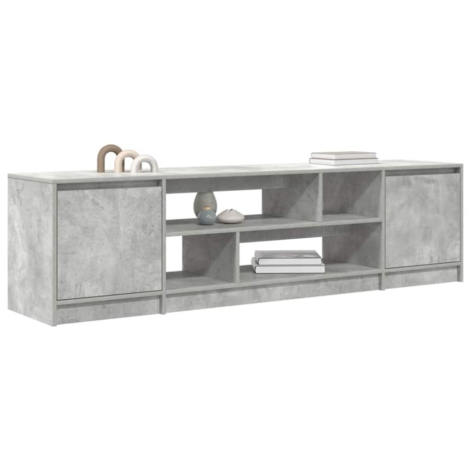 Mueble de TV gris hormigón 188,5x41x50 cm madera de