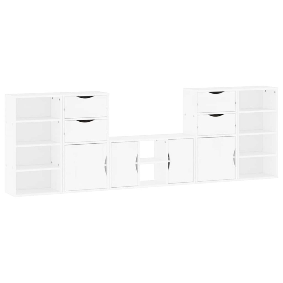 Muebles de TV 5 uds. con almacenaje ODDA blanco madera
