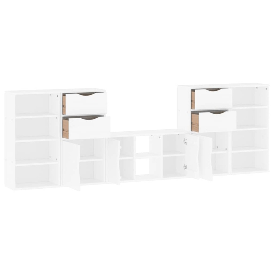 Muebles de TV 5 uds. con almacenaje ODDA blanco madera
