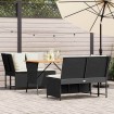 Set de sofás de jardín con cojines 3 pzas ratán sintético negro