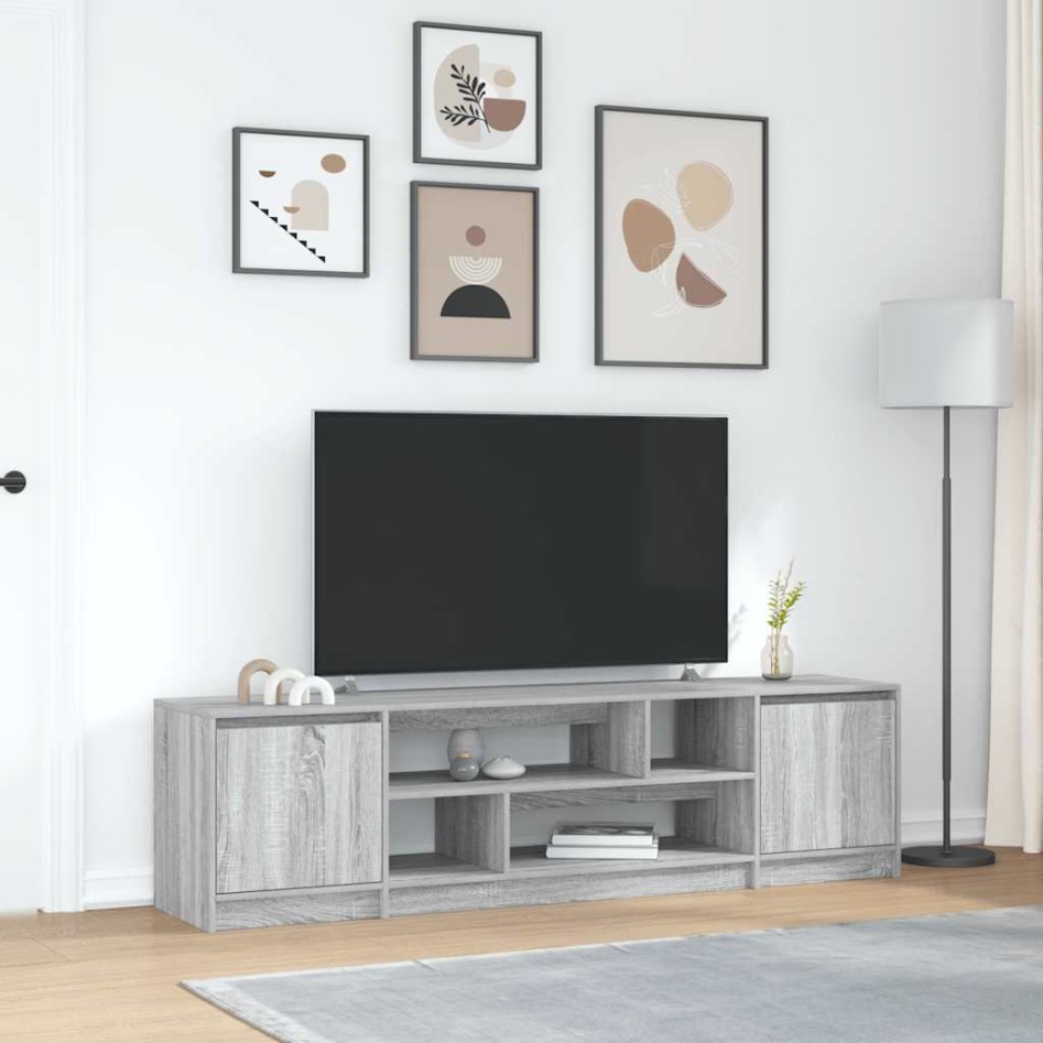 Mueble de TV Sonoma gris 188,5x41x50 cm madera de