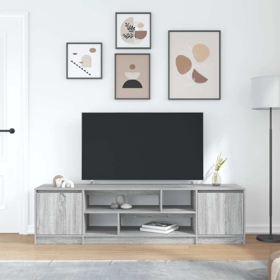 Mueble de TV Sonoma gris 188,5x41x50 cm madera de