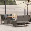 Set de sofá de jardín 3 pzas y cojines ratán sintético gris