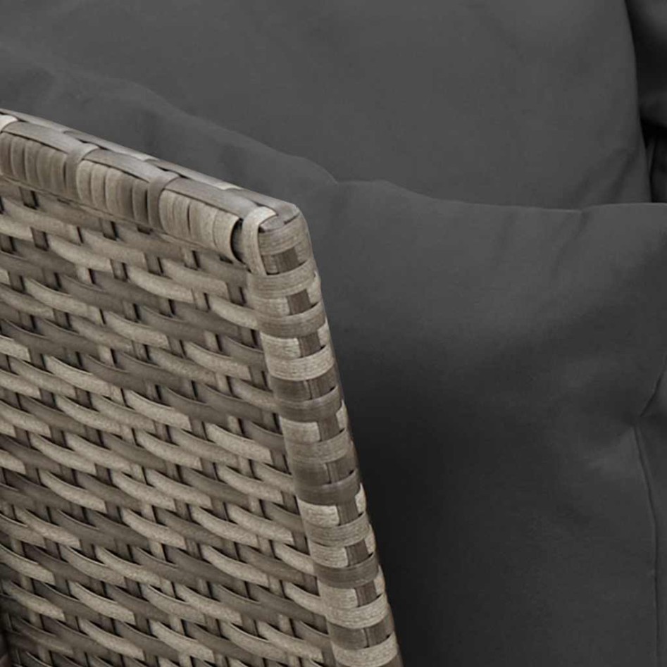 Set de sofá de jardín 3 pzas y cojines ratán sintético