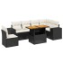 Set de comedor de jardín 7 pzas y cojines ratán sintético