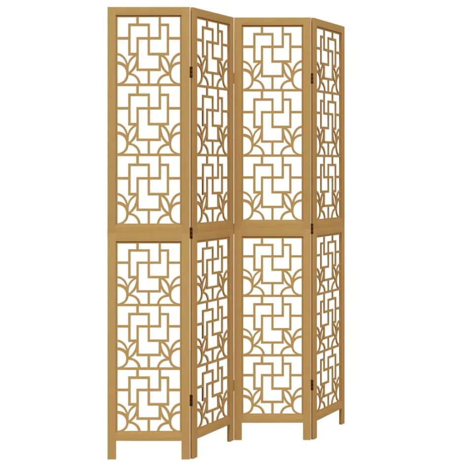 Biombo separador de 4 paneles madera maciza paulownia
