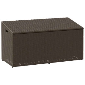 Caja de almacenaje jardín ratán sintético marrón 110x50x58