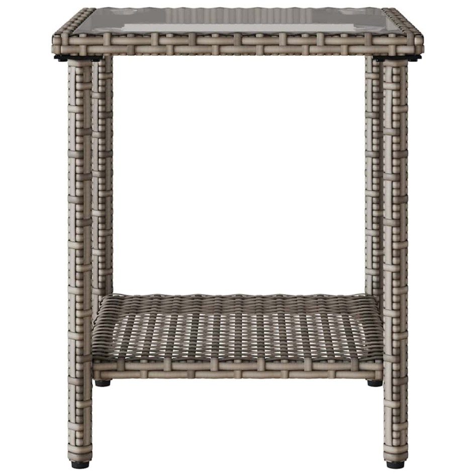 Sofá de jardín en forma de L con mesa y cojines ratán PE