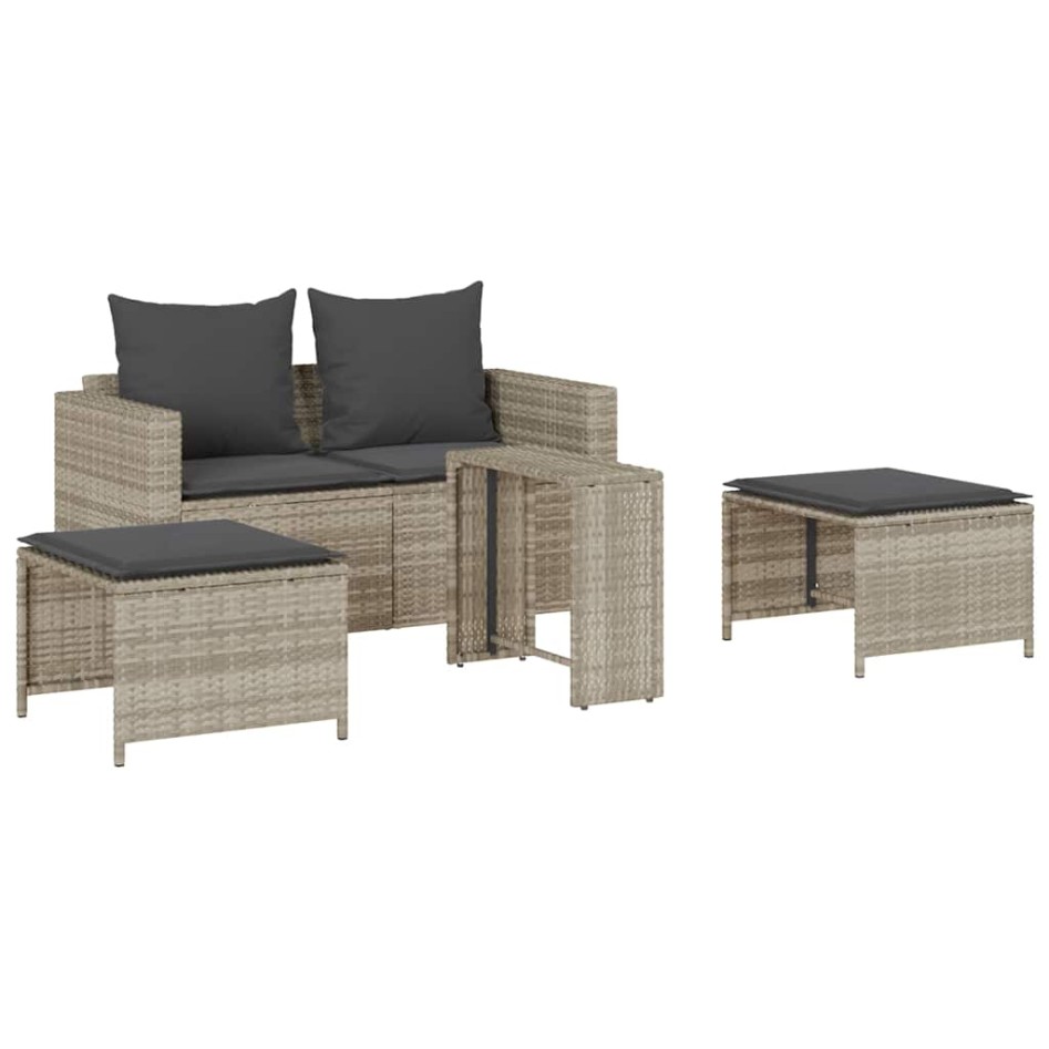 Set de muebles de jardín 5 pzas y cojines apilables gris