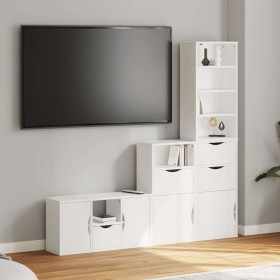 Muebles de TV 4 uds. con almacenaje ODDA blanco madera