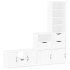 Muebles de TV 4 uds. con almacenaje ODDA blanco madera