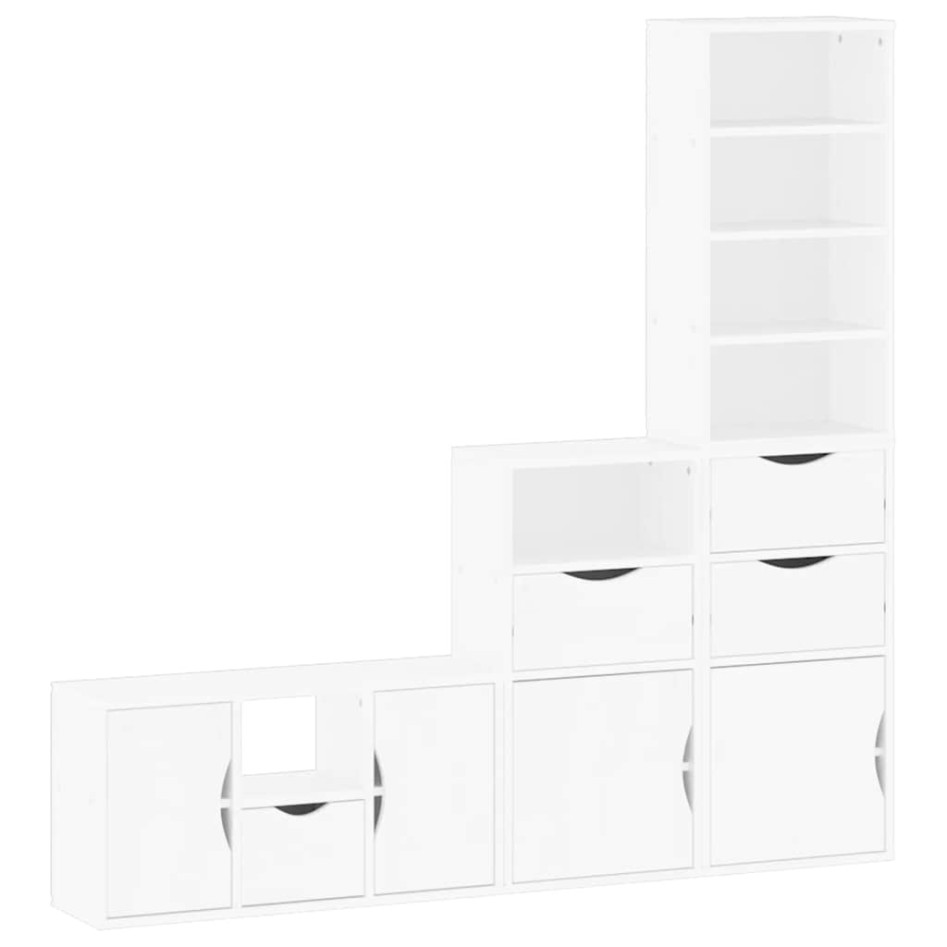 Muebles de TV 4 uds. con almacenaje ODDA blanco madera