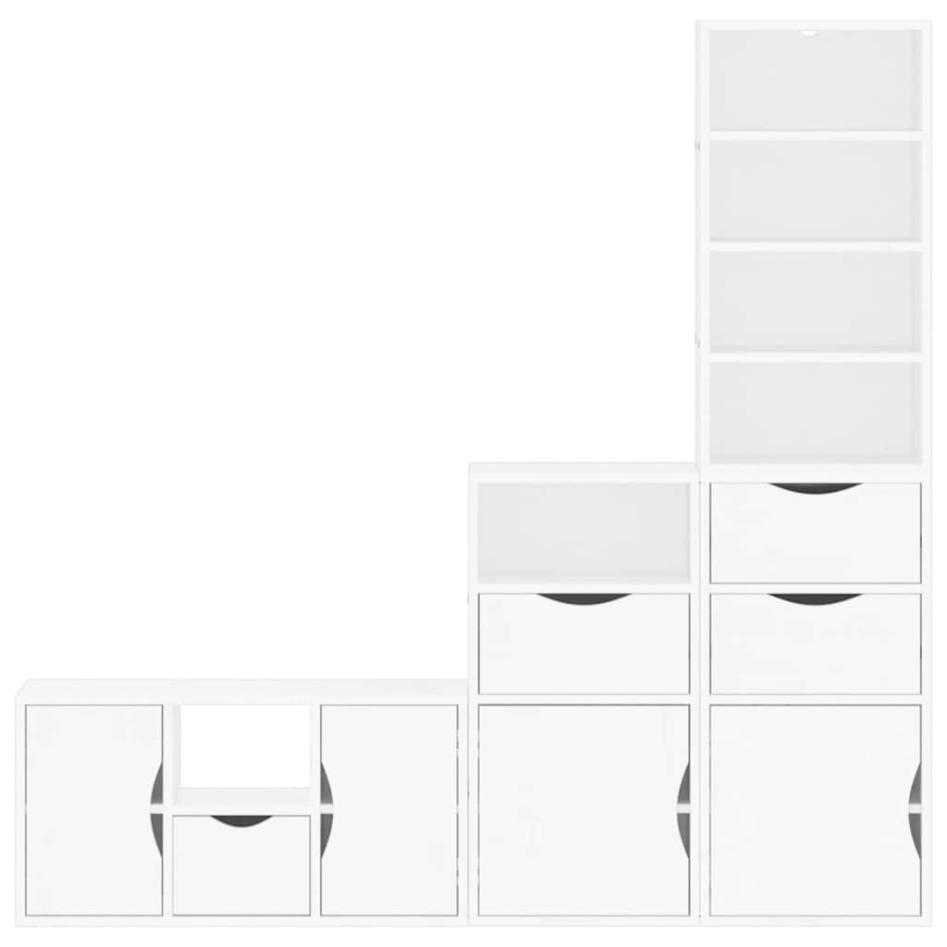 Muebles de TV 4 uds. con almacenaje ODDA blanco madera