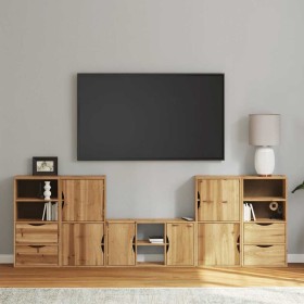 Muebles de TV 5 uds. con almacenaje ODDA madera maciza