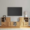 Muebles de TV 5 uds. con almacenaje ODDA madera maciza pino
