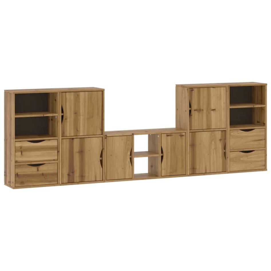 Muebles de TV 5 uds. con almacenaje ODDA madera maciza