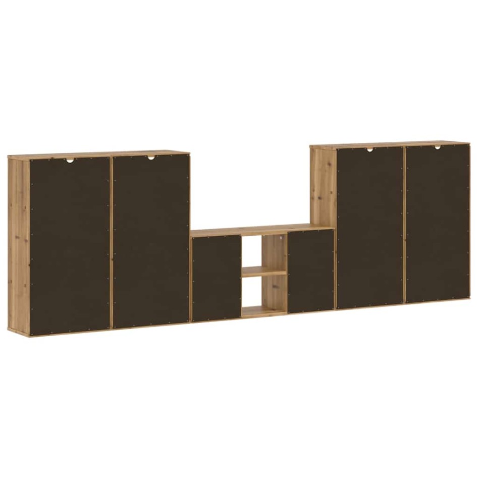 Muebles de TV 5 uds. con almacenaje ODDA madera maciza