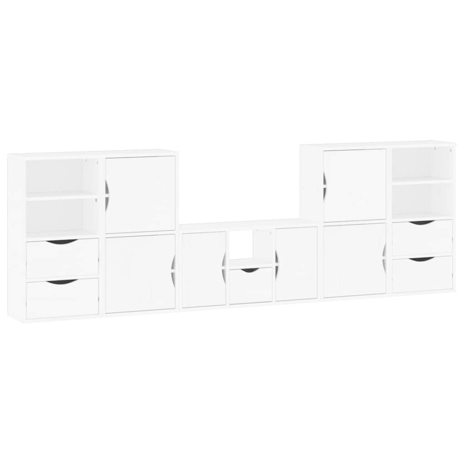 Muebles de TV 5 uds. con almacenaje ODDA blanco madera
