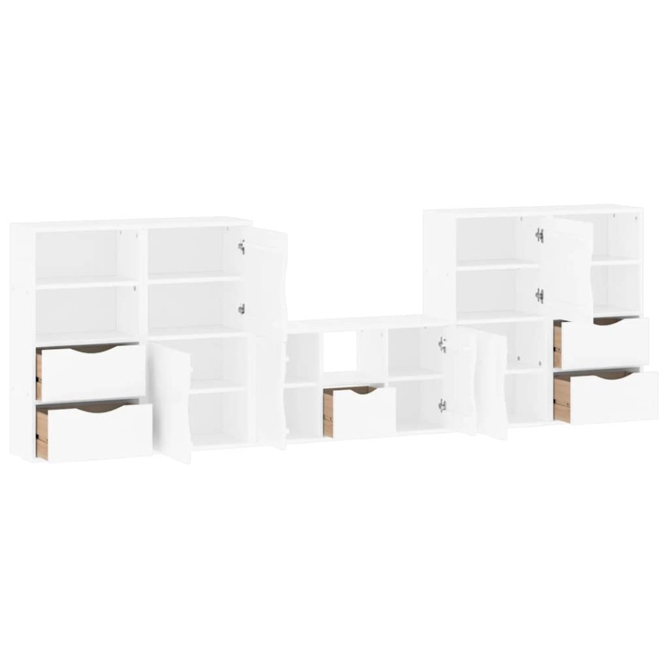Muebles de TV 5 uds. con almacenaje ODDA blanco madera