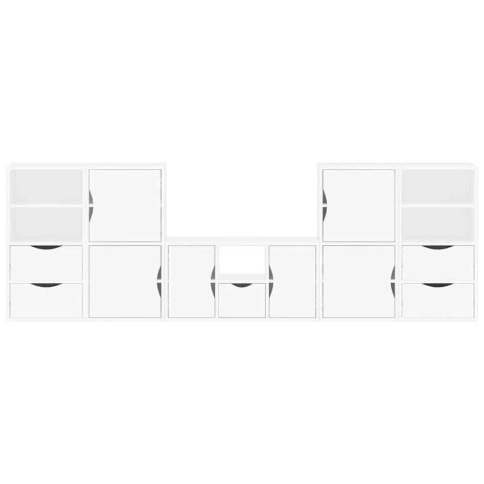 Muebles de TV 5 uds. con almacenaje ODDA blanco madera