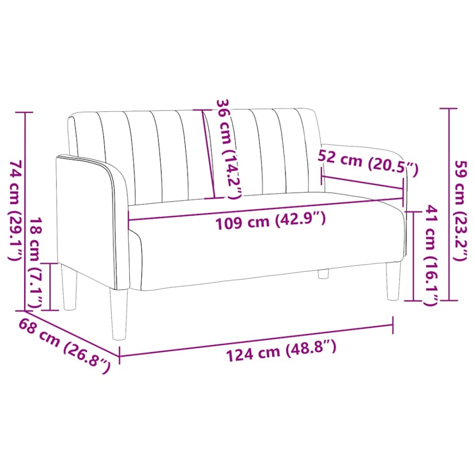 Sofá Loveseat gris claro 109 cm