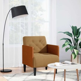 Sillón con reposabrazos de terciopelo marrón 55