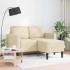 Sofá de 2 plazas con chaise longue en forma L tela crema 125