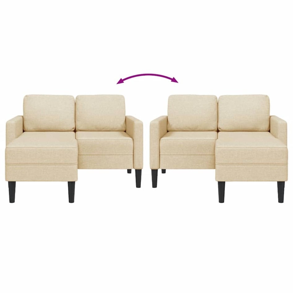 Sofá de 2 plazas con chaise longue en forma L tela crema 125