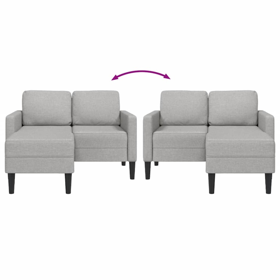 Sofá de 2 plazas con chaise longue en forma L gris nube 125