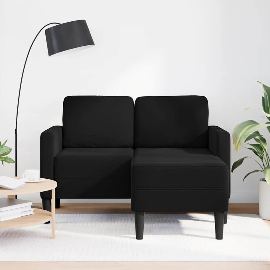 Sofá de 2 plazas con chaise longue en forma de L negro 125
