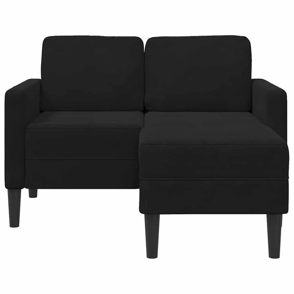 Sofá de 2 plazas con chaise longue en forma de L negro 125