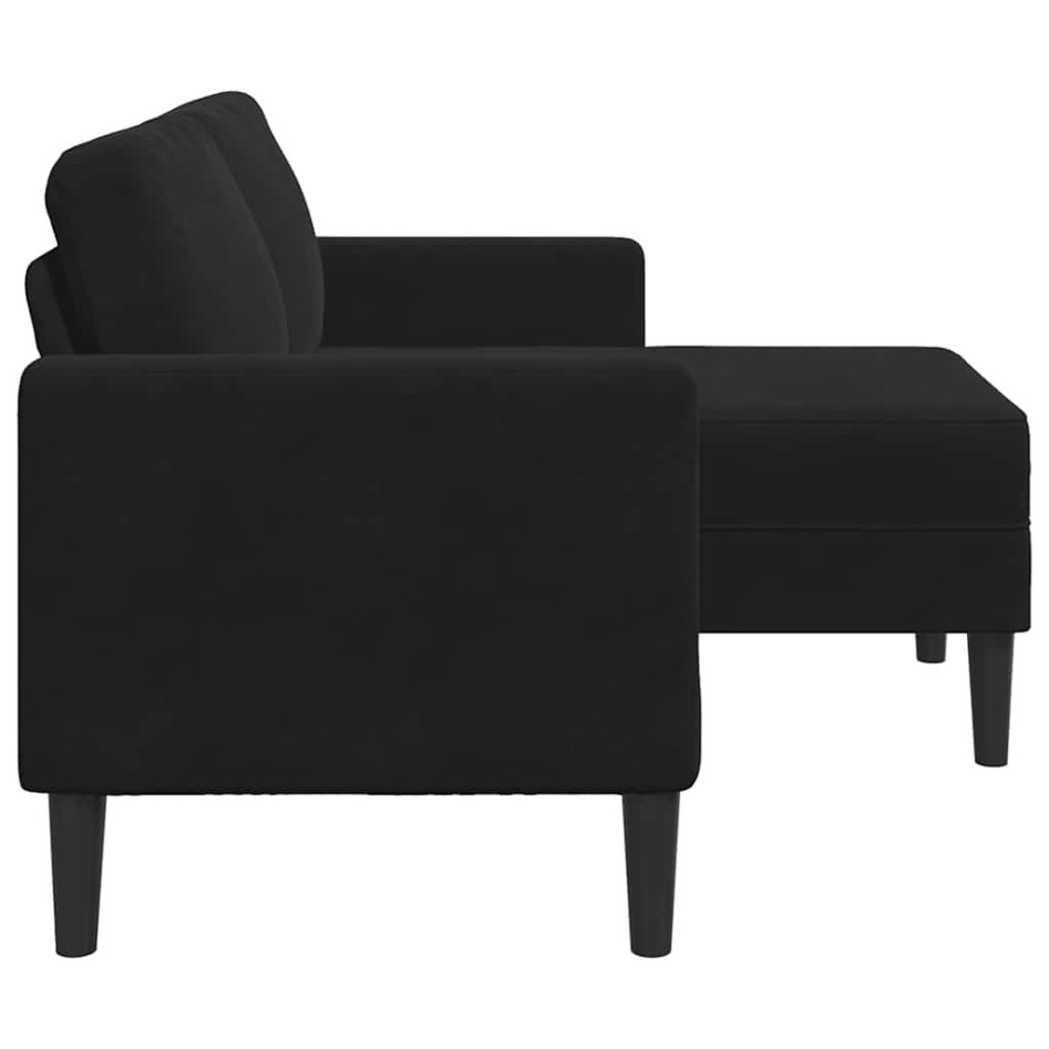 Sofá de 2 plazas con chaise longue en forma de L negro 125