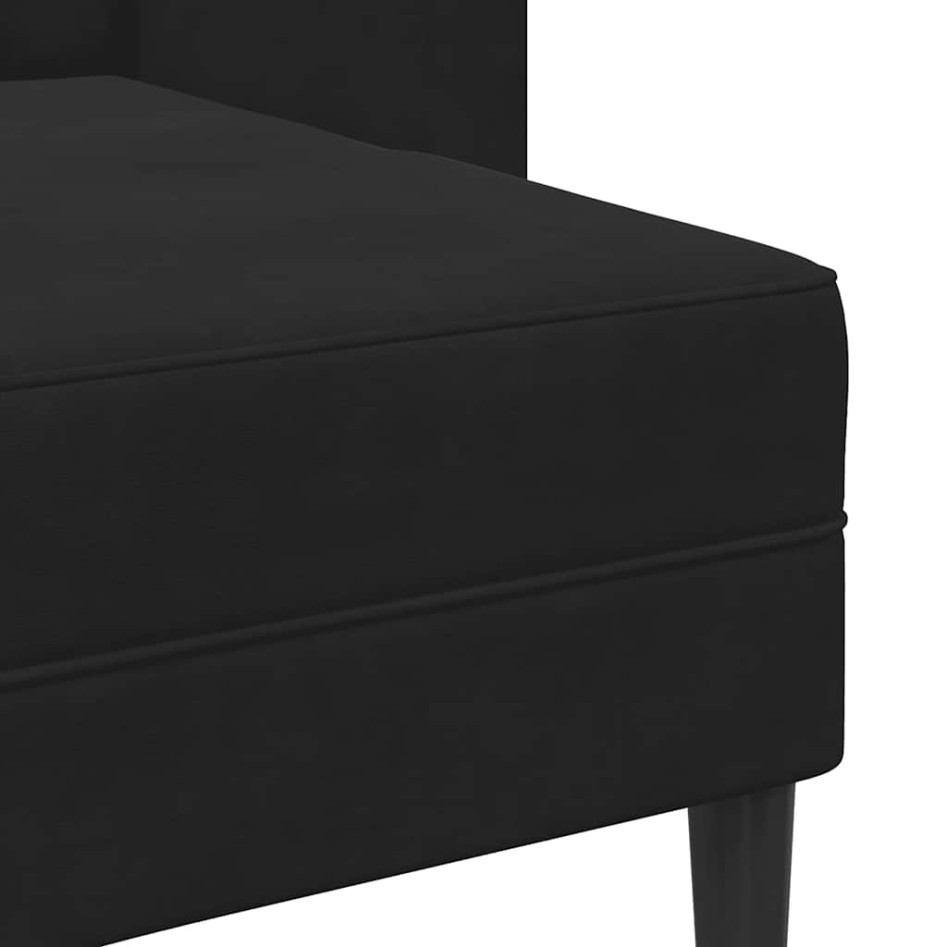 Sofá de 2 plazas con chaise longue en forma de L negro 125