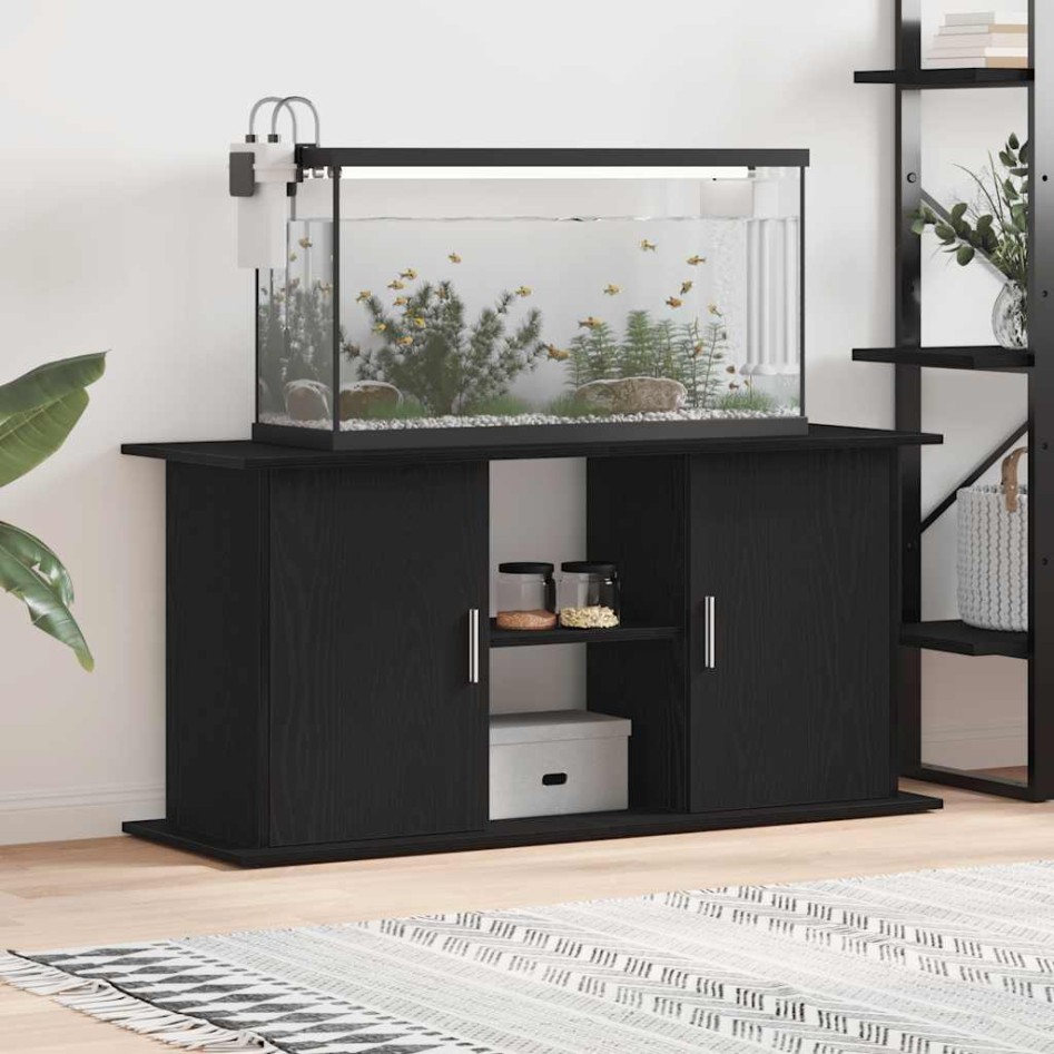 Soporte para acuario de madera de roble negro 121x41x58