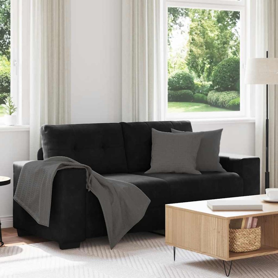 Sofá Loveseat Terciopelo Negro 140