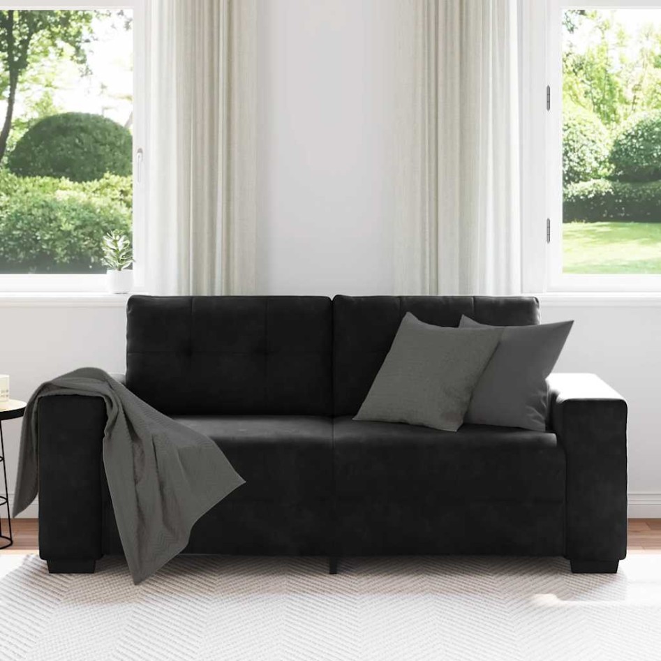 Sofá Loveseat Terciopelo Negro 140